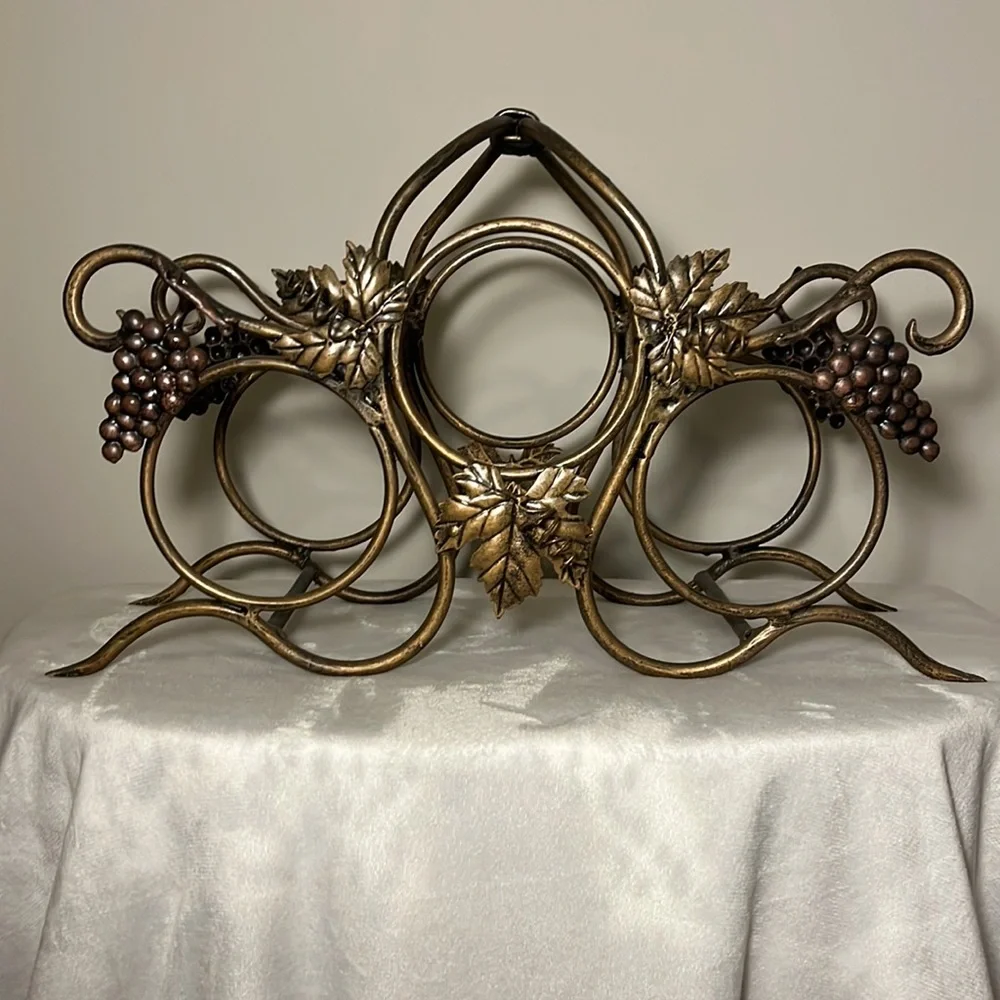 Wine Rack Gold Forged Iron from Atlanta Merchandise Mart Heavy Approx lbs NEW